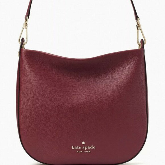 Kate Spade Lexy Shoulder Bag Dark Purple Leather Large Hobo Blackberry - Picture 2 of 4